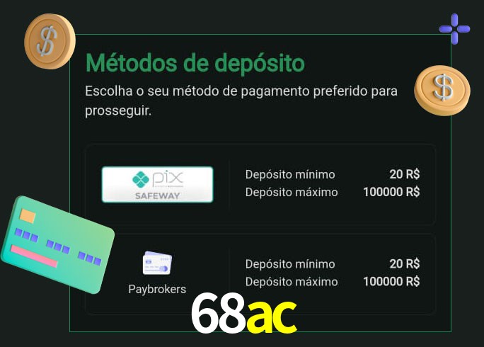 O cassino 68ac oferece uma grande variedade de métodos de pagamento